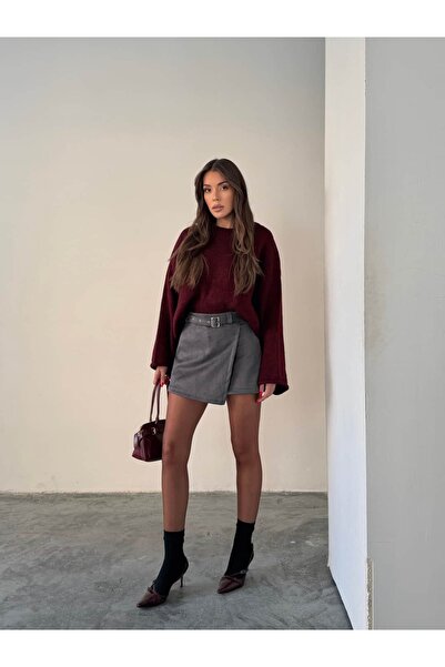 mydukkan.co Suede Belted Shorts Skirt
