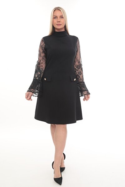 etselements Lace and Button Detailed Dress Ets7277