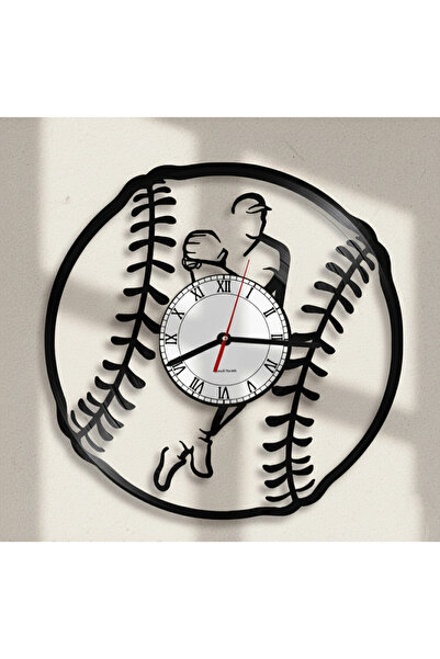 Handmade ساعة حائط على شكل لوحة موسيقية – ساعة ديكور مع صورة ظلية لرياضي