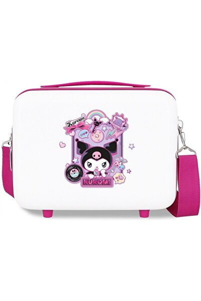 SANRIO Geanta calatorie copii, Kuromi Wonder, ABS, adaptabila, alb-fucsia, 29x21x15 cm