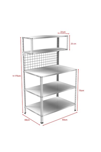 RafBurada 3 Katlı Paketleme Masası 59x93 cm - 2 Raflı Tel Kafesli , Atölye, Depo, Hobi Çalışma Masası