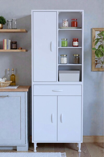 Eliusta Funci Beyaz Renk G:60 cm Banyo Dolabı 3 Kapaklı 7 Raflı Dolap 60x173x...