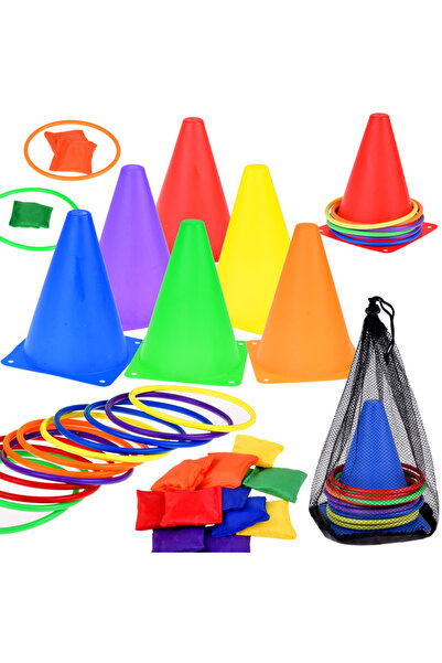 Jokomisiada Set de dexteritate si miscare pentru copii cu conuri, cercuri si ...