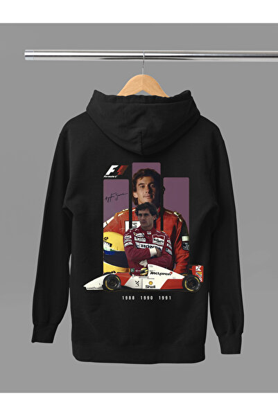 MAGORS Hanorac F1 cu glugă, cu mânecă lungă, din bumbac, imprimat AYRTON SENN...