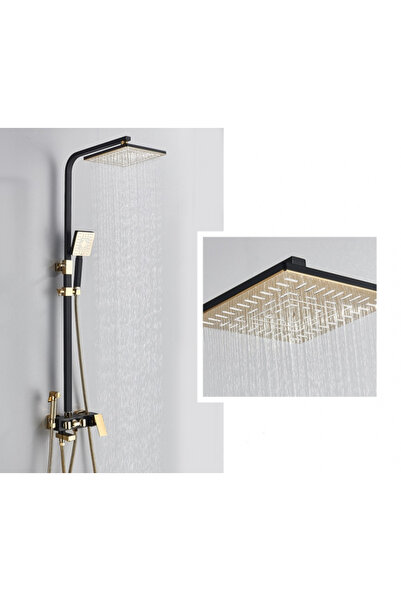 Novara Black-Golden Shower Column, Adjustable Height, 4 Functions