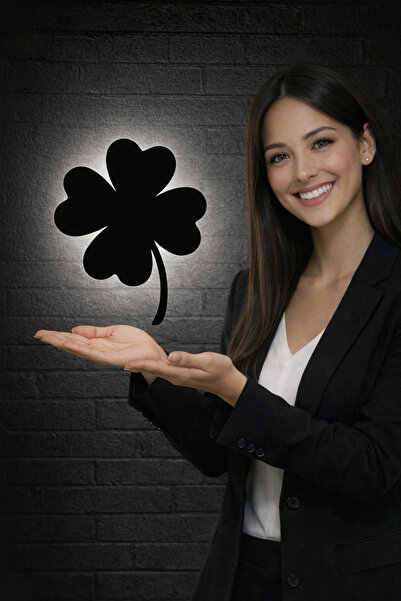 Joyvera 4 Yapraklı Yonca Duvar Dekorasyon Ürünü 34 X 25 X 3 (MDF GÜN IŞIĞI LED)