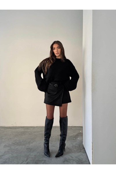 mydukkan.co Suede Belted Shorts Skirt