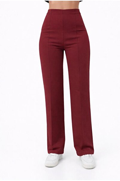 AXXEL Kadın Bordo 2 İplik Yüksek bel Eşofman Pantolon-P2249