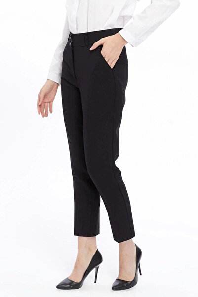 Sereia Women's Black Pocket Detailed Ankle Length Woven Trousers - Black - Sreia20U6-A90G-Siy