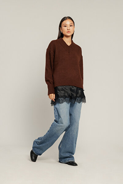 Nisan Satin Detail Knitwear Sweater