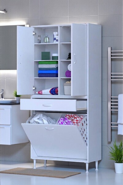 Eliusta Reli Dolap Beyaz Çok Kullanımlı 75 cm Eninde Banyo Dolabı 75x171x32,5...