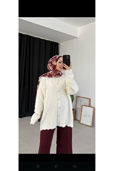 Butik Yaka Dantel Detaylı Premium Angora Çeket Standrt Beden