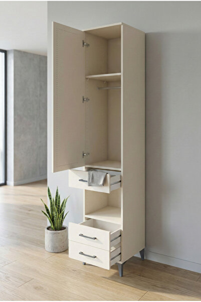 Malimah Mobilya Hyperion Serisi 3 Raflı 3 Çekmeceli Tek Askılı Dolap Aytaşı 4...