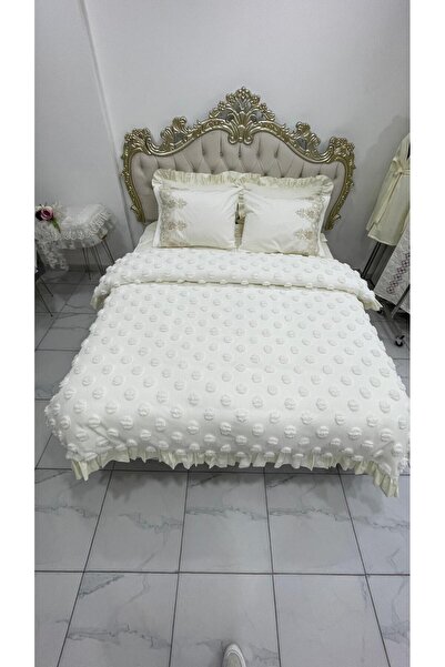 AHSEN TASARIM AMAÇLI FIRFIRLI HEM PİKE HEM YORGAN KILIFI PEDLİ ÇARŞAFLI PONPO...