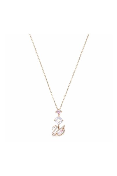 Swarovski Swan Kolye, Kuğu, Pembe, Pembe altın rengi kaplama