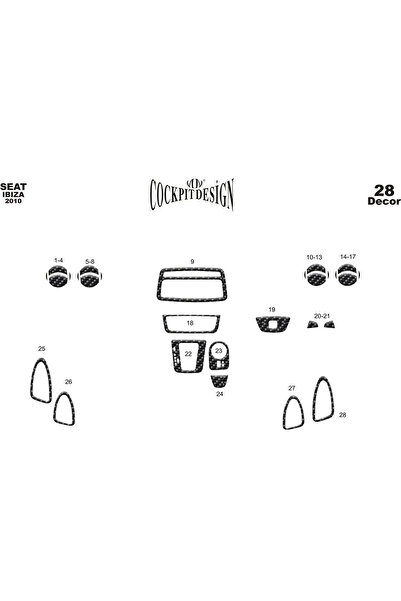 Marscockpitdesign سيات إيبيزا - كوردوبا 2010 25P طلاء أسود لامع