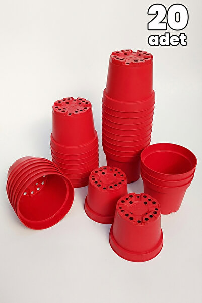 Toptan Kaktüs Plastik Saksı 12 cm Çap 20 Adet Kırmızı Tekpar Plastik Üretim Sak