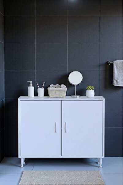Eliusta Arden 90 cm Beyaz 2 Bölmeli Banyo Düzenleyici Dolap 1 Raflı Çok Amaçl...