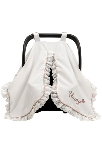 Mis Bebe Minik İnsanların Sarayı Pembe Fisto Detaylı Kişiye Özel Puset Örtüsü...