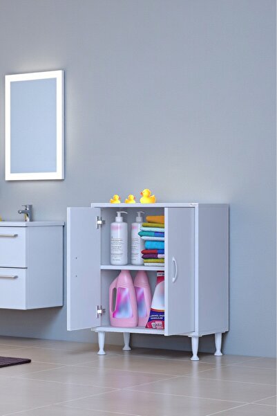 Eliusta Arden 60 cm Beyaz 2 Bölmeli Banyo Düzenleyici Dolap 1 Raflı Çok Amaçl...
