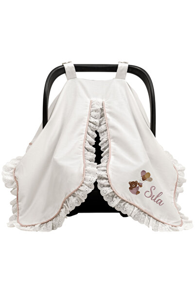 Mis Bebe Minik İnsanların Sarayı Pembe Fisto Detaylı Kişiye Özel Puset Örtüsü...