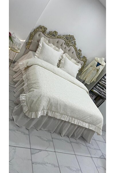 AHSEN TASARIM AMAÇLI FIRFIRLI KABARTMALI PİKE VE YORGAN KILIFI VE LASTİKLİ ET...