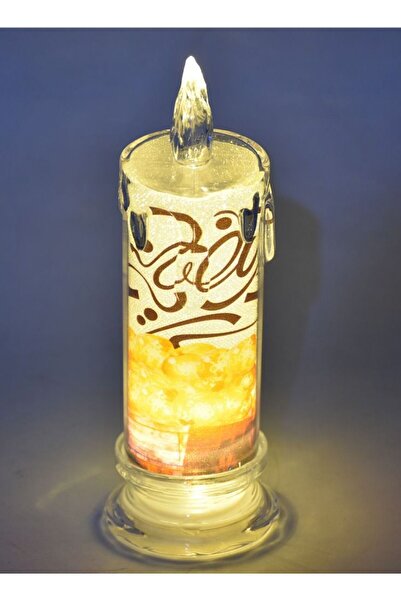 DRAMA HOME Ramadan Candle with LED Light Battery Operated Crystal/Clear 7*19 cm