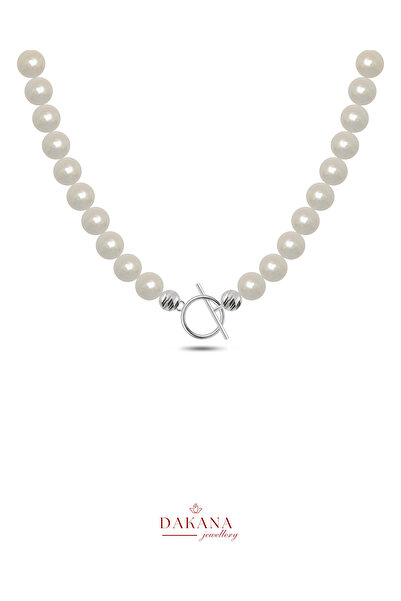 DAKANA JEWELLERY Sertifikalı 6 mm Gemici Düğümü Stil Gümüş İnci Kolye