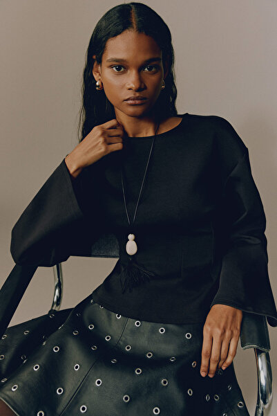 H&M Beli Belirgin Kesimli İnterlok Üst