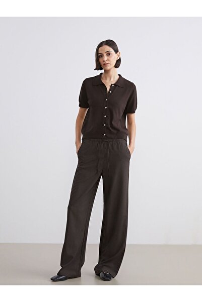 LC Waikiki Elastic Waist Striped Wide Leg Women's Trousers