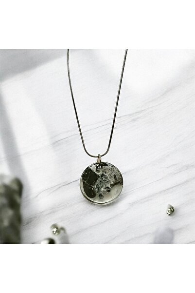 FALAVİ Siyah Beyaz Epoksi Çelik Kolye