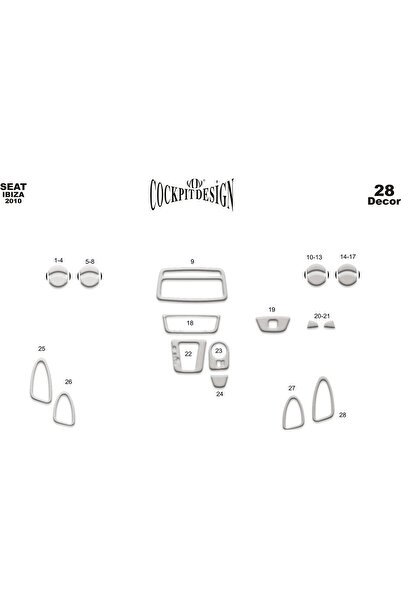 Marscockpitdesign سيات إيبيزا - كوردوبا 2010 25P طلاء أسود لامع