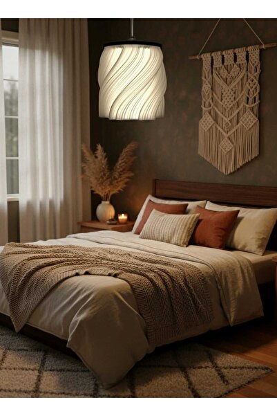 baskıhome3d Modern Sarkıt Tekli Avize Krema Serisi ( 23x27 cm )Salon Mutfak O...