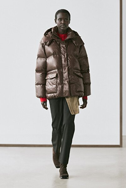 Massimo Dutti Parlak şişme mont