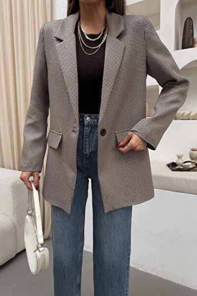 mylove سترة بليزر بزر واحد من كازاياكي باللون البني