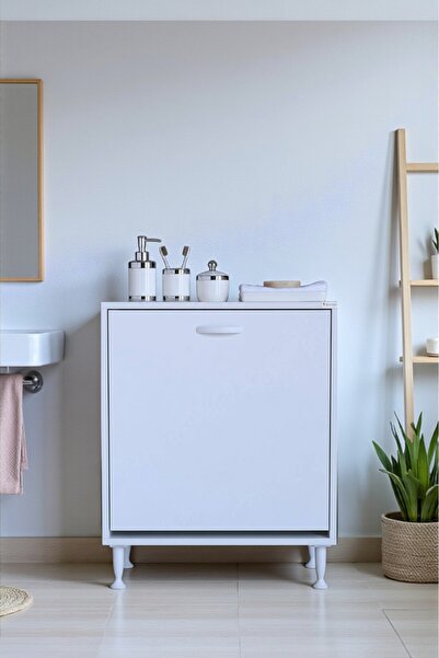 Eliusta Sare 60 cm Beyaz Sepetli Banyo Dolabı,Mutfak Dolabı 60x75x32,5 cm Oyu...