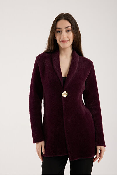 Moda Days Beard Yarn Single Button Knitwear Jacket