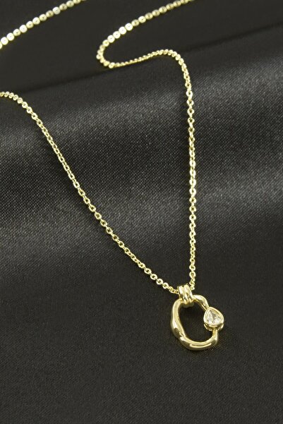 OSENSE قلادة فاخرة من الفولاذ مع حجر الزركون البيضاوي من شوبينغ