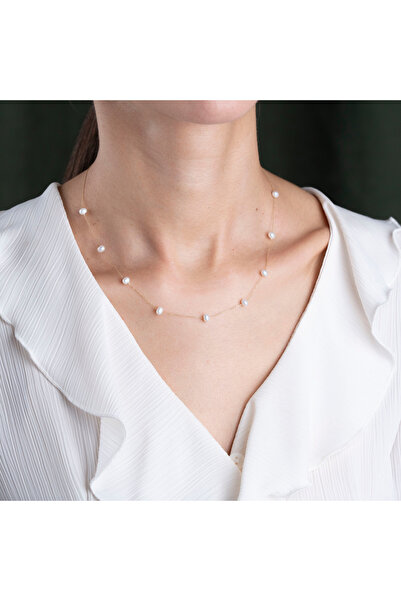 Goldstation 14 Ayar İnci Kolye