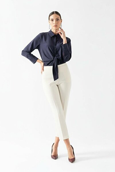 Spazio Cristano Geniş Korsajlı Yandan Fermuarlı Pantolon EKRU