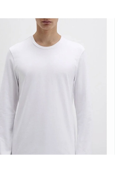 İki Yıldız Λευκό μακρυμάνικο χτενισμένο βαμβακερό μπλουζάκι, 100% αγνό βαμβάκι