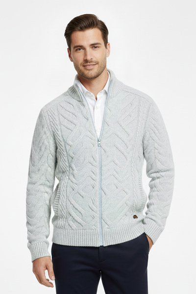 Pulltonic Men's Half Turtleneck Zippered Thick Cardigan