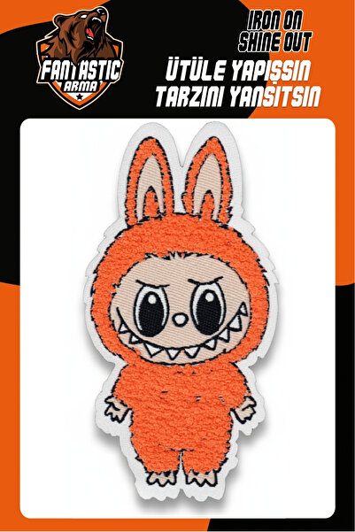FANTASTIC ARMA Labubu Süzene Iron-On Applique Patch - Orange Color (12 X 6cm)