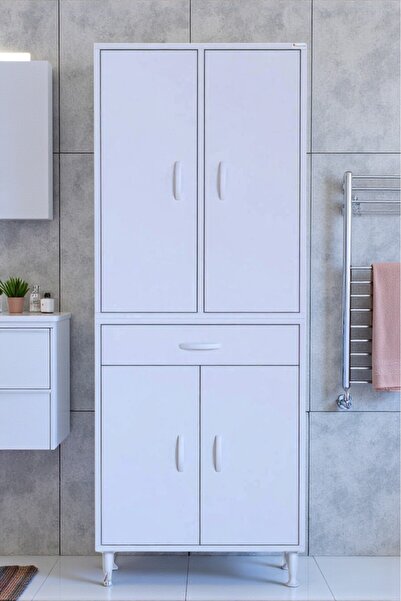 Eliusta Line Beyaz 55 cm Banyo Dolabı Çok Bölmeli Banyo Düzenleyici Dolap 4 K...