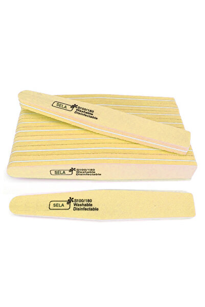 SELA Set of 10 Reusable, Washable Nail Buffers, Yellow 100/180