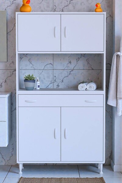 Eliusta Nordi 4 Kapak 2 Raflı Beyaz Dolap 95x173x32,5 cm Çekmeceli Çok Amaçlı...