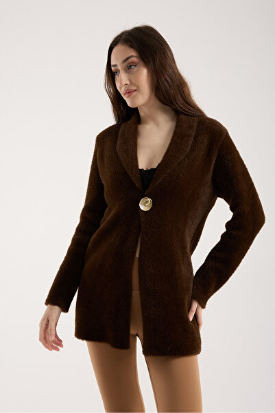 Moda Days Beard Yarn Single Button Knitwear Jacket