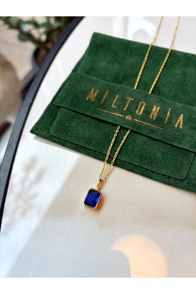 Miltonia Lacivert Zirkon Taş 925s Gümüş Kolye