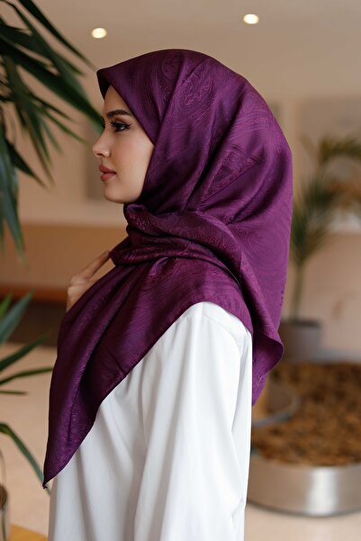 ipekistanbul Eșarfă jacquard cu două fețe mătăsoase - Prune