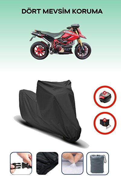 Breen قفل حقيبة خلفية أسود غير متوافق مع Ducati Hypermotard 1100 Evo SP، قماش دراجة نارية متوافق، 4 مواسم